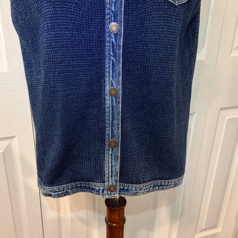 PBJ Blues Denim & Knit Best Women’s Size XL Blue Snap Front - Picture 3 of 9